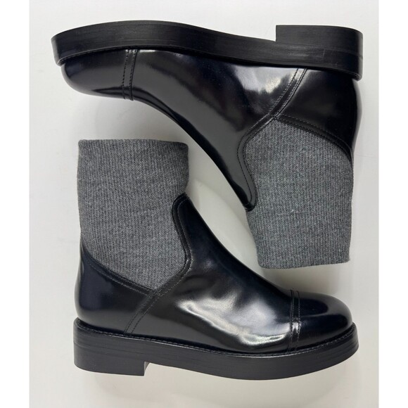 J.Crew Size 9 Spazzo Rib Cuff Ankle Boots In Italian Leather Black Round Toe NWB - Picture 7 of 13